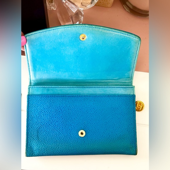Rare Blue Chanel Timless Caviar Wallet - Picture 4 of 13